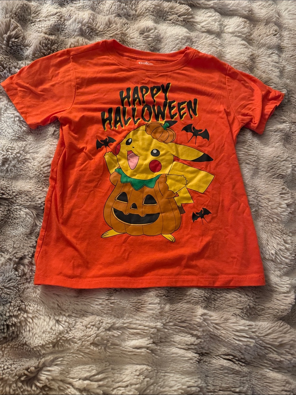 Happy Halloween Pikachu Pumpkin Kids Costume Tee - Orange